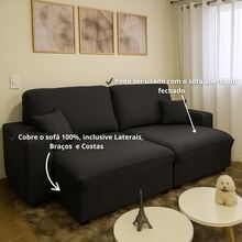 Imagine Stores Retractable Spandex Sofa Cover + 2 Cushion Covers + Fasteners, Plain, Ready For Delivery, (2 Seats) - 黑色 - 查看 3