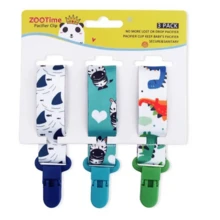 Kit 3 Universal Pacifier Clips For Babies - Unisex Clip - Hiu + Zebra + Dinosaurus - View 1