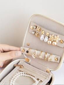 1pc Portable Multi-Functional Jewelry Box With Storage Bag, PU Leather Jewelry Ring Box Necklace Box Jewelry Box Oxidation Proof Birthday Gift, Super Large Capacity Jewelry Box For Earrings, Rings, Bracelets, Necklaces, Hair Accessories, Suitable As Gift For Girlfriends, Friends, Girls For Holiday Or Birthday Summer Goods For Women Storage Organizer Gift Back To School