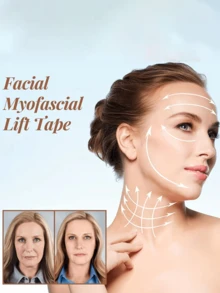 1/2 片装面部和颈部抗皱提拉胶带，面部肌肉提升贴，额头、嘴巴、下巴和颈部多功能高弹力护肤贴 - 彩色 - 查看 8