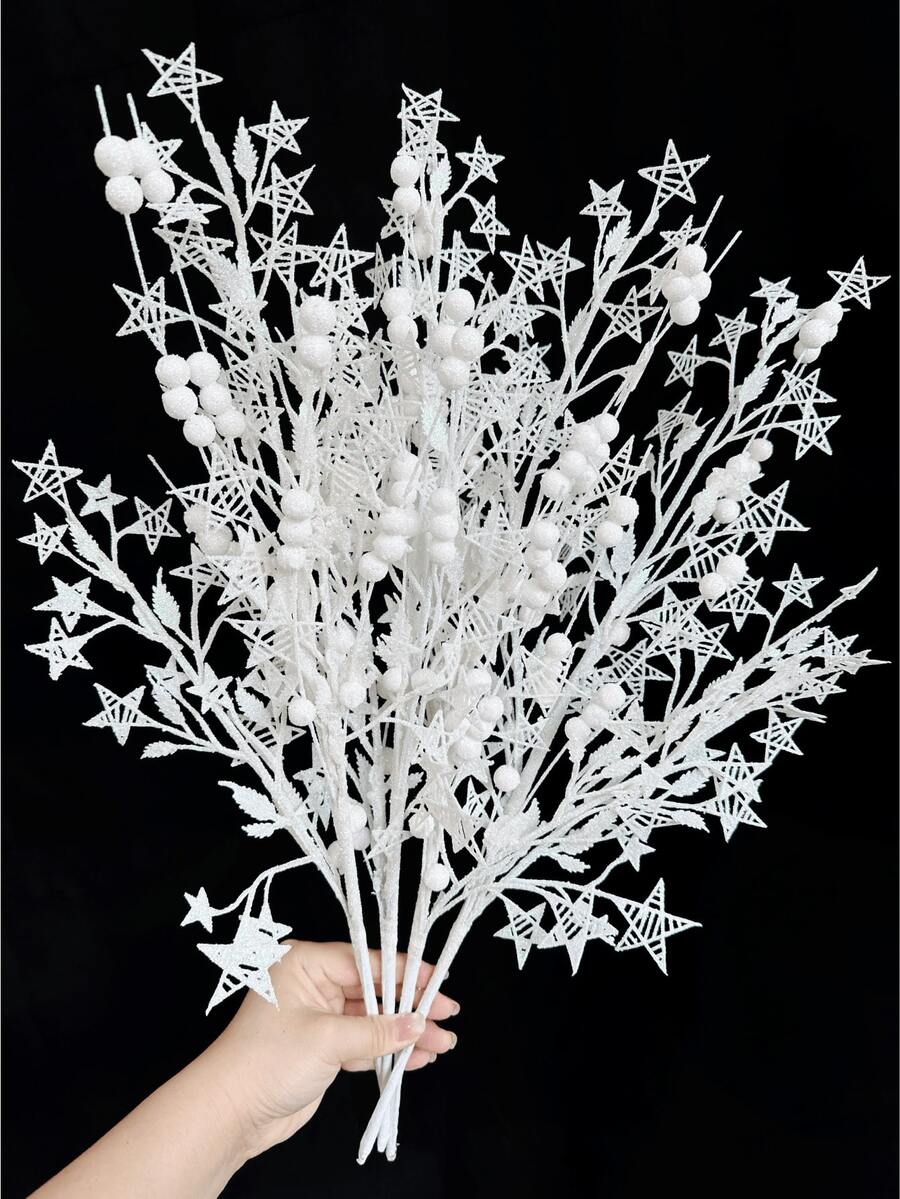 1/2/3pcs Artificial Sparkling Glitter Plant ,48cm Fake Tree Branch With Berry,Christmas Tree Decorations Ornament For Living Room And Bedroom , Wedding, Party, Home Decoration, Desk Stuffing.Thanksgiving Christmas Supplies, Home Decor,Table Decor,Outdoor And Indoor Christmas Decor,Room Decor Christmas Decorations