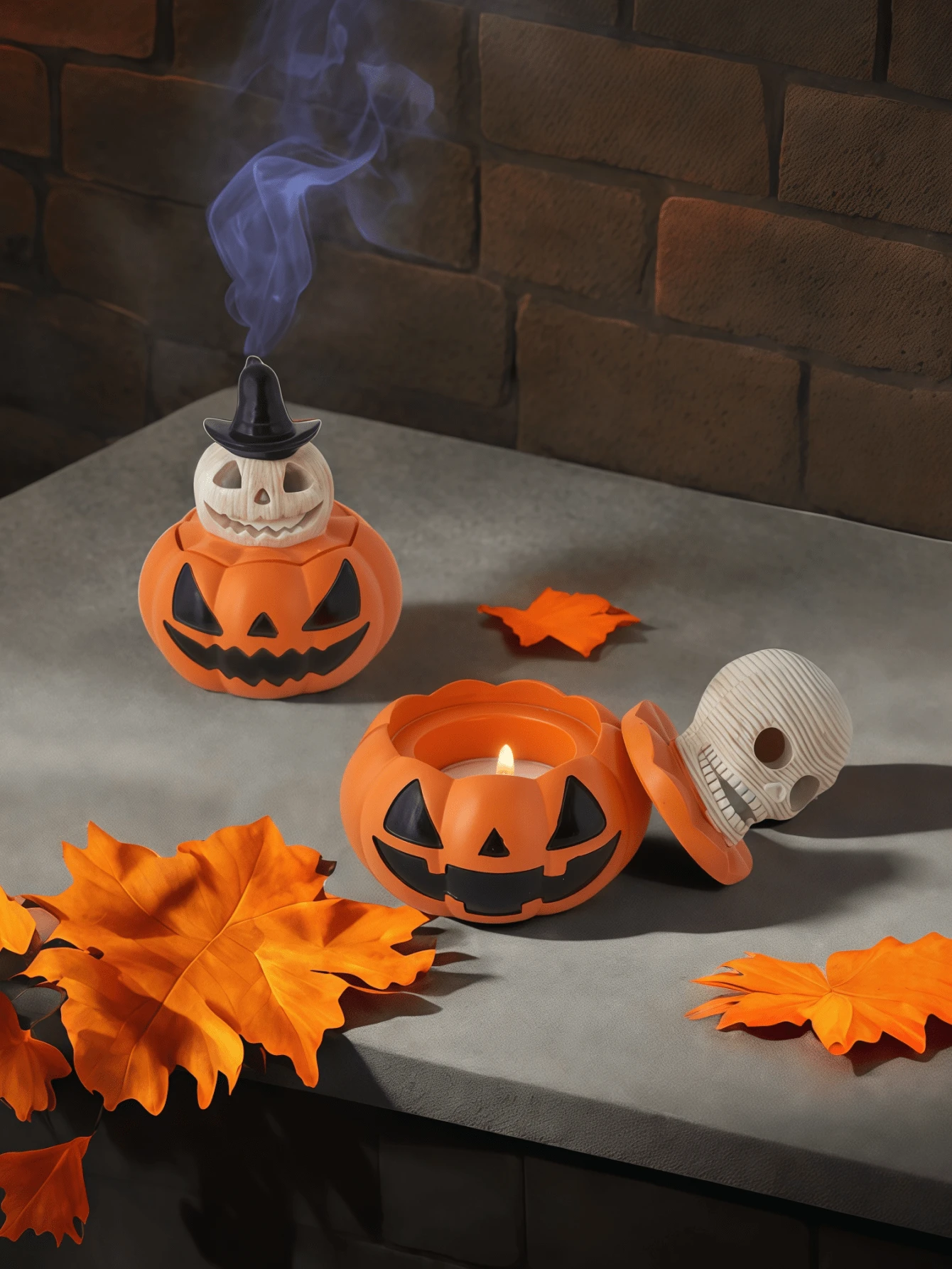 1PC Ceramic Creative Halloween Pumpkin Candlesticks - Perfect For Party & Home Decor - Multicolor - View 1