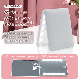 Pure White - Multi-Color Illuminated Compact Magnifying Mirror