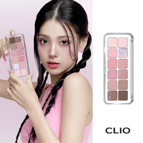 Clio Pro Eye Palette Air,Each Containing 12 Wearable, Eye-Catching Shades In Glitter, Shimmer, And Matte Finishes - 04 Cặp đôi màu hồng - Xem 1