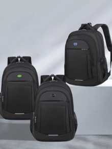 1 件，多功能，时尚，极具吸引力，小众设计，休闲手提包，纯色牛津布面料，字母标签，反光条装饰，可调节肩带，大容量多层电脑包，适合男士日常通勤和外出购物娱乐。