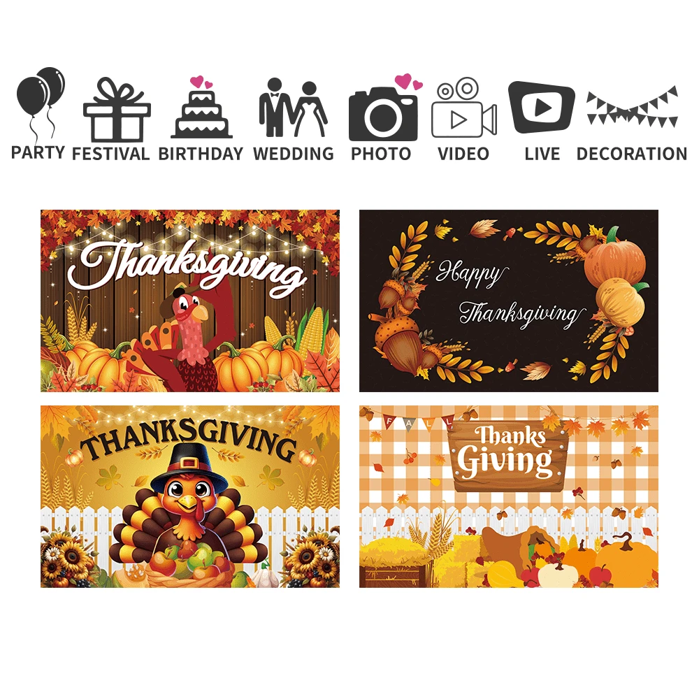 Thanksgiving Banner - Joyful Thanksgiving Decor With Pumpkins, Harvest Themed Home Garden Party Backdrop, Easy Hanging Design, Durable Polyester Fabric, High Quality Printing, Essential For Home Celebration, Cheerful Turkey Pattern