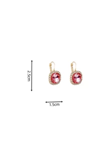 1 par de pendientes con rhinestones cuadrados, accesorios de moda de estilo coreano vintage con sensación de alta gama