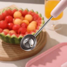 2pcs Stainless Steel Fruit Spoon Double Head Fluted Carving Knife, Watermelon Fruit Plate Tools Scoop, Stainless Steel Fruit Spoon Ice Cream Round Spoon Fruit Divider Carving Knife