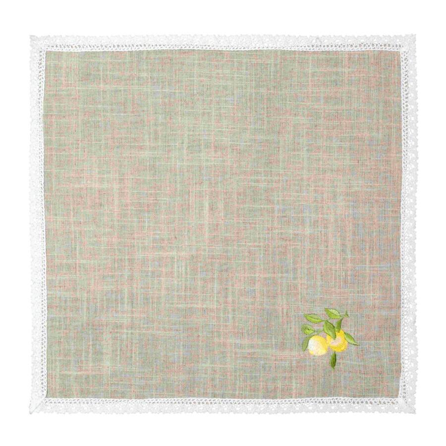 Guardanapo Limão Siciliano Renda Guipir Poli-Linho Rafimex