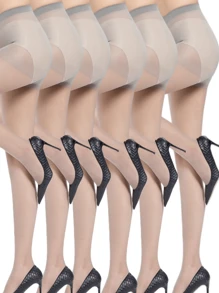 6/12 Piece High Waisted Semi Transparent Pantyhose Solid Color Slim Fit Leggings,Women's Stockings,Elastic Stockings