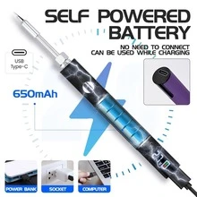 650mAh Mini Electric Soldering Iron Kit, Portable Smart Battery Pen Welding Tool, Personal DIY Tool - Standard 510 Thread, With Digital Voltage Display, Rechargeable Battery, USB-C Fast Charging, 3 Voltage Adjustable, Suitable For DIY Projects And Electronics Repair (Soldering Iron Tip Needs To Be Purchased Separately) - Multicolor - View 3