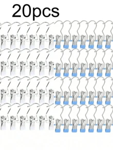 20pcs Premium Stainless Steel Clothes Clip,Adjustable Metal Pants Hanger With Clips, Laundry Clothes Nail With Hook, Portable Hanging Clothes Clip,50/40/30/15/10/5/1pc Wardrobe Organizer, Boot Hangers For Closet, Clips With Hooks, Multi-Function Single Clip Clothes Hanger, Bootleg Clip, For Pants, Hats, Skirts, Socks, Shoes Dress Pants Shoes Boots,Skirt,Spring,Minimalist,Summer Tops - Multicolor - View 19