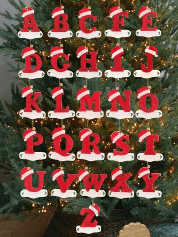 1pc Letter Pendant, Tree Decoration Happy Family, DIY Handwritten 26 Letter Pendant Tree Decoration, Gift Happy New Year Birthday