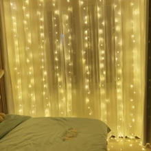 1 件 3x1m/3x2m/3x3m USB 供电窗帘仙女灯串，无需电池，用于婚礼背景、派对墙面装饰，适合圣诞节、感恩节、复活节、万圣节、家居照明，暖白/彩色，8 种模式，节日、情人节、卧室、浪漫求婚、生日、新年、母亲节、斋月装饰，室内/室外使用