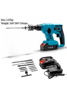 21V 充电式无刷无绳旋转锤钻电锤冲击钻膨胀螺丝混凝土钻孔墙壁，家庭使用的最佳选择