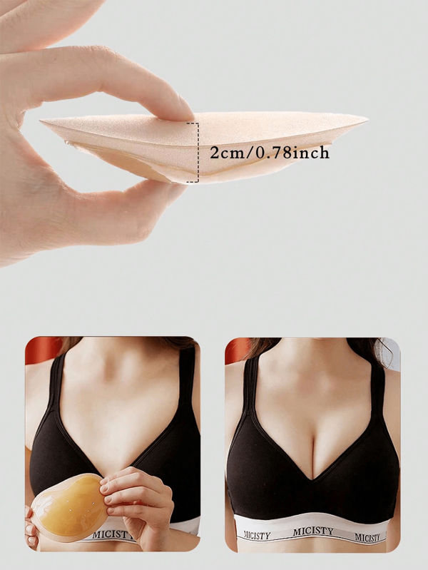 1 Pc Sticky Bra Pads, Reusable Self-Adhesive Bra Inserts For Instant Lift & Enhancement