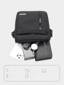 男士尼龙斜挎手机包，多层拉链信使单肩包手提包和钱包，适合商务旅行 - 彩色 - 查看 5