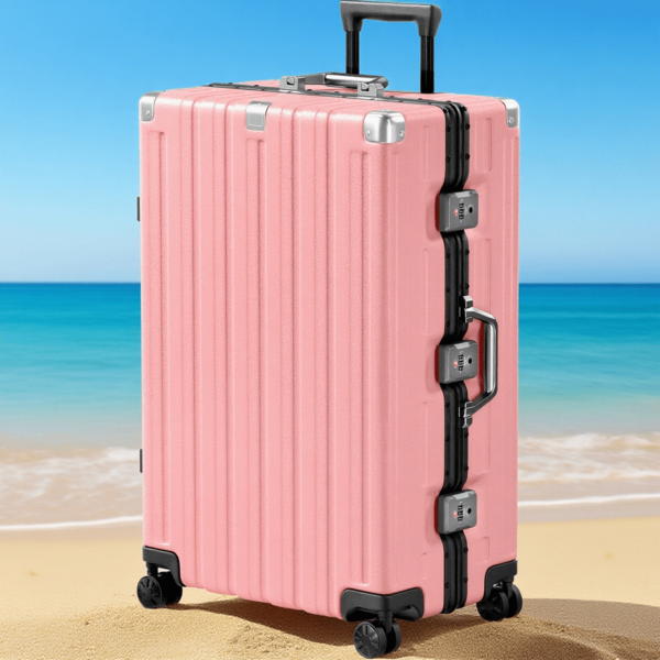 28 Inch Aluminum Frame Hardshell Suitcase - Zipperless Design, TSA Lock, 360° Spinner Wheels, Airline Approved Carry On & Checked Luggage,Vacation,Party-Pink