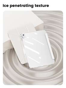 A Transparent Acrylic Y-Fold Tablet Case With A White Y-Fold Stand And An Internal Pen Slot. It Is A Simple/Casual/Classic/Business IPad Folding Tablet Case With A Pen Slot, Compatible With Ipad Mini6 Mini7 / Air1 / Air2/10.5/9.7/10.2 / / Air4 / Air5/10 Th / 10.9 / Pro11 Inch/Pro12.9 / / Air 11 - In. (M2) - 13-2024 / Air In. (M2) - 2024 / Pro 11-In.(M4)-2024/Pro13-In.(M4)