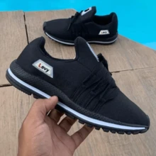 Tênis Caminhada Feminino Confortável Moda Preto Confortável e Versátil Casual para o Dia a Dia - Preto/Branco - Visão 2