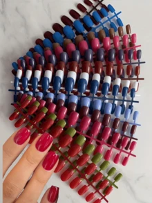 120 Stück quadratische Acrylnagel-Spitzen, gemischte Farben, glänzend, abnehmbare Kunstnägel, geeignet für Festivals, Partys, den täglichen Gebrauch, Aufklebe-Nägel, Treffen mit Freunden Nagelbedarf