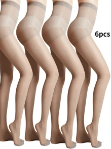 6/12 Piece High Waisted Semi Transparent Pantyhose Solid Color Slim Fit Leggings,Women's Stockings,Elastic Stockings