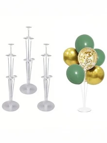 一套可重复使用的透明气球支架套装，含6个气球，适用于宝宝生日派对、主题派对、迎婴派对等庆祝活动和场合。 - 彩色 - 查看 6