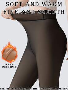 1pc 220g Women's Sexy Sheer Black Tights, Autumn/Winter Fleece Pantyhose For Business & Sexy Look,Plus Size Leggings,Warm Bottoming Pants,Bridal Lingerie(Suitable For 5-15°C) - Black - View 2