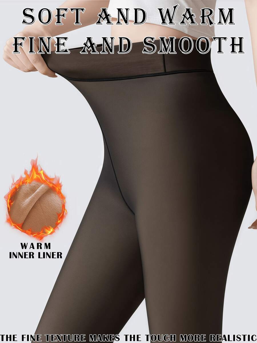 1pc 220g Women's Sexy Sheer Black Tights, Autumn/Winter Fleece Pantyhose For Business & Sexy Look,Plus Size Leggings,Warm Bottoming Pants,Bridal Lingerie(Suitable For 5-15°C)