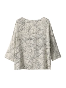 YUXIN Women Summer Loose Abstract Print Thin 3/4 Sleeve T-Shirt, Minimalist Pullover Casual Top