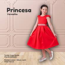 Children's Dress Girl's Round Party Wedding Baptism Graduation Youth Birthday Princess Style - Red - View 3
