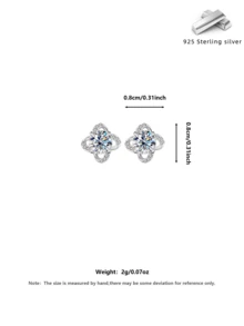 一对925纯银锆石四叶草耳钉，优雅简约的锆石耳环，女士珠宝，适合日常佩戴、通勤、旅行、派对、收藏，附赠精美礼盒 - 白鑽 - 查看 9