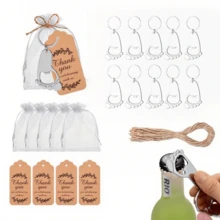 10 Sets Of Wedding Party Favor Foot Shaped Bottle Openers Wedding Party Favor Baby Shower Supplies With Keychains And Transparent Stiff Gauze Bags