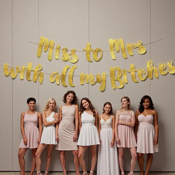 1 Set,Miss To Mrs Classy & Sassy Bridal Shower Or Getting Married Gold DIY String Glitter Banner - Hen Bride To Be Party Decorations, Favors And Supplies