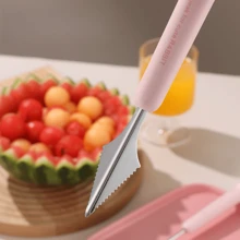 2pcs Stainless Steel Fruit Spoon Double Head Fluted Carving Knife, Watermelon Fruit Plate Tools Scoop, Stainless Steel Fruit Spoon Ice Cream Round Spoon Fruit Divider Carving Knife