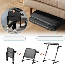 Meubles Cosy Folding Desk, Laptop Table, Bedroom Breakfast Table, Bedside Table, Kitchen Shelf, Coffee Table With Tray, 4 Adjustable Heights, 3 Tilt Positions, Metal Frame With Cup Holder, Black, 53cm X 37.5cm X 48.8/60.5/65.5/70.5cm - Black - View 6