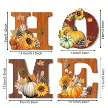 4 件秋季家居字母木制复古壁挂装饰，适合秋季感恩节农舍装饰，客厅厨房卧室壁挂装饰标志