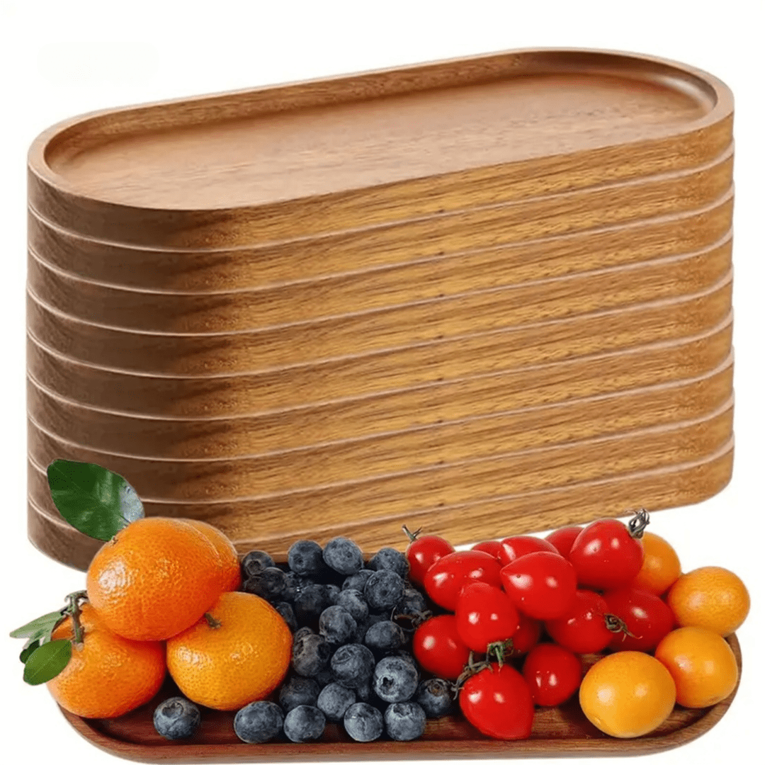1pc Wooden Tray, Fashionable Cake Stand, Serving Platter, Multipurpose For Breakfast, Dessert, Bread, Snack, Sushi, Tea And Coffee, High-End Food Tray, Durable Wooden Fruit Plate, Suitable For Home Kitchen, Restaurant, Bakery, Table Decoration, Kitchen Supplies, Home Decor