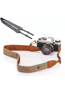 1pc Retro Camera Strap - Adjustable DSLR Shoulder Strap With Floral Pattern, Beige Ends And Metal Buckle, Camera Strap For Photography Equipment, For Photographers