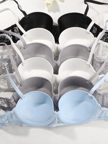 6pcs/Set Women's Lace Padded Underwire Bras - Multicolor - View 2