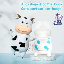 1个180ml/270ml奶牛图案奶瓶，宽口PP材质，防呛，可爱卡通奶瓶，适合日常使用 - 彩色 - 查看 5