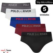Kit 5 Cuecas Slip Microfibra Adulto Polo River