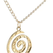 1 Bohemian Spiral Swirl Pendant Necklace, Vintage Oval Swirl Pendant Necklace, Chunky Y2K Necklace, Bohemian Summer Beach Birthday Party Jewelry - 金色 - 查看 6