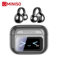 MINISO MS201 Al 夹式耳机，翻译耳塞。通过 APP 翻译 134 种语言，带视听触摸屏，蓝牙 6.0 耳塞，无线耳机，用于音乐和电话通话 - 黑色 MS201 AI - 查看 1