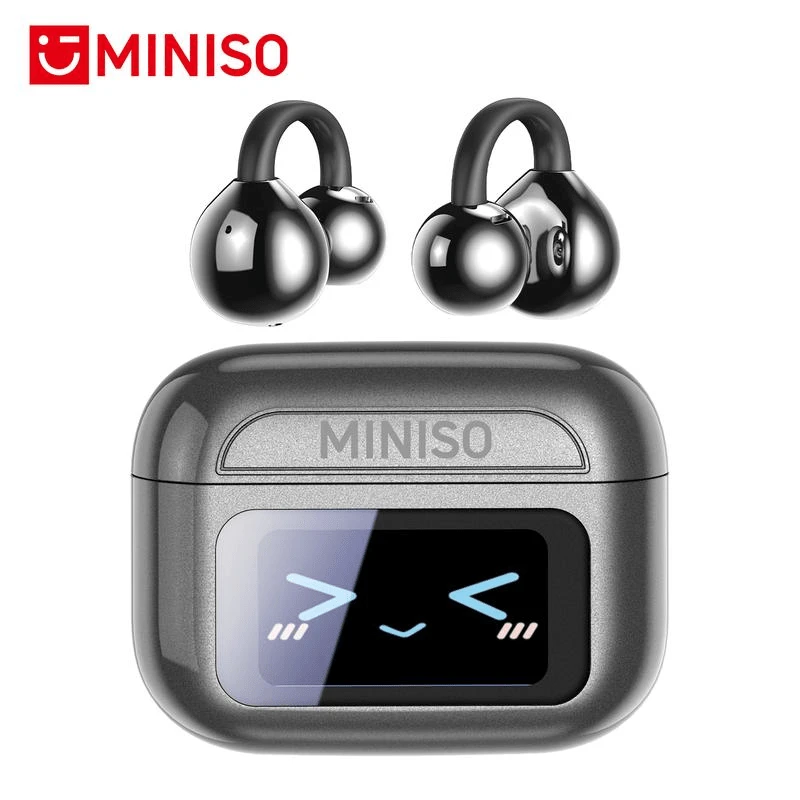 MINISO MS201 Al 夹式耳机，翻译耳塞。通过 APP 翻译 134 种语言，带视听触摸屏，蓝牙 6.0 耳塞，无线耳机，用于音乐和电话通话 - 黑色 MS201 AI - 查看 1