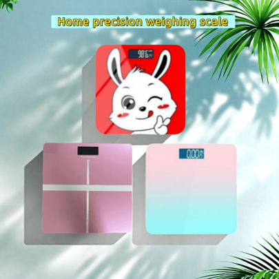 1 pieza Báscula electrónica de peso corporal con diseño de conejo en degradado de rosa dorado y azul pastel, escala de salud para adultos, pequeño instrumento de pesaje. Pantalla LCD retroiluminada, diseño redondeado, funciona con batería AAA, báscula de baño, apta para uso doméstico, báscula de baño moderna, estructura duradera.