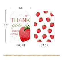 30 Piezas Etiquetas de Agradecimiento con Diseño de Fresa "Gracias por Tanto", Artículos de Fiesta de Baby Shower, Boda o Cumpleaños con Temática de Frutas Dulces para Decoraciones y Regalos
