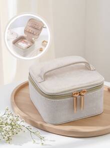 1pc Portable Multi-Functional Jewelry Box With Storage Bag, PU Leather Jewelry Ring Box Necklace Box Jewelry Box Oxidation Proof Birthday Gift, Super Large Capacity Jewelry Box For Earrings, Rings, Bracelets, Necklaces, Hair Accessories, Suitable As Gift For Girlfriends, Friends, Girls For Holiday Or Birthday Summer Goods For Women Storage Organizer Gift Back To School