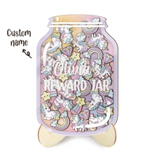 1 set, bocaux à étoiles de récompense en bois et acrylique personnalisés avec 30 accessoires décoratifs - Nom personnalisé - Cadeau éducatif positif convenant à la décoration de la maison, de la classe, du bureau - Convient pour les fêtes, les anniversaires, Halloween, Noël, Nouvel An, la Fête des Enseignants, la Rentrée Scolaire