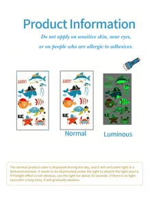 Neue Cartoon Meerestier Aufkleber für Kinder, leuchtende Aufkleber, wasserfeste schweiß-absorbierende Unterwasser-Party Temporäre Aufkleber, süße Cartoon wasserfeste Aufkleber, wasserfeste glitzernde Make-up Aufkleber, perfekte Geburtstagsparty Geschenke